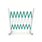 GROVIA Retractable Safety Barrier Fence 1.2m Height x 2.5m Expandable Steel Folding Gate with Warning Design for Outdoor Area - Green & White
