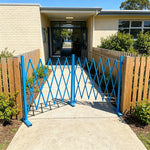 GROVIA Retractable Safety Barrier Fence 1.2m Height x 2.5m Expandable Steel Folding Gate for Factory Construction Area - Blue