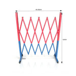 GROVIA Retractable Safety Barrier Fence 1.2m Height x 2.5m Expandable Steel Folding Gate with Warning Design for Factory Area - Red & Blue