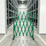 GROVIA Retractable Safety Barrier Fence 1.5m Height x 2m Expandable Steel Folding Gate for Factory Construction Area - Green
