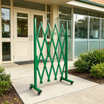 GROVIA Retractable Safety Barrier Fence 1.5m Height x 2m Expandable Steel Folding Gate for Factory Construction Area - Green