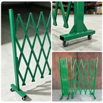 GROVIA Retractable Safety Barrier Fence 1.5m Height x 2m Expandable Steel Folding Gate for Factory Construction Area - Green