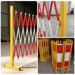 GROVIA Retractable Safety Barrier Fence 1.2m Height x 2.5m Expandable Steel Folding Gate with Warning Design for Outdoor Area - Yellow & Red