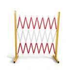 GROVIA Retractable Safety Barrier Fence 1.2m Height x 2.5m Expandable Steel Folding Gate with Warning Design for Outdoor Area - Yellow & Red