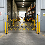 GROVIA Fibreglass Retractable Safety Barrier Fence 1.2m Height x 8m Expandable Warning Gate for Construction Area - Yellow & Black