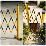 GROVIA Fibreglass Retractable Safety Barrier Fence 1.2m Height x 8m Expandable Warning Gate for Construction Area - Yellow & Black