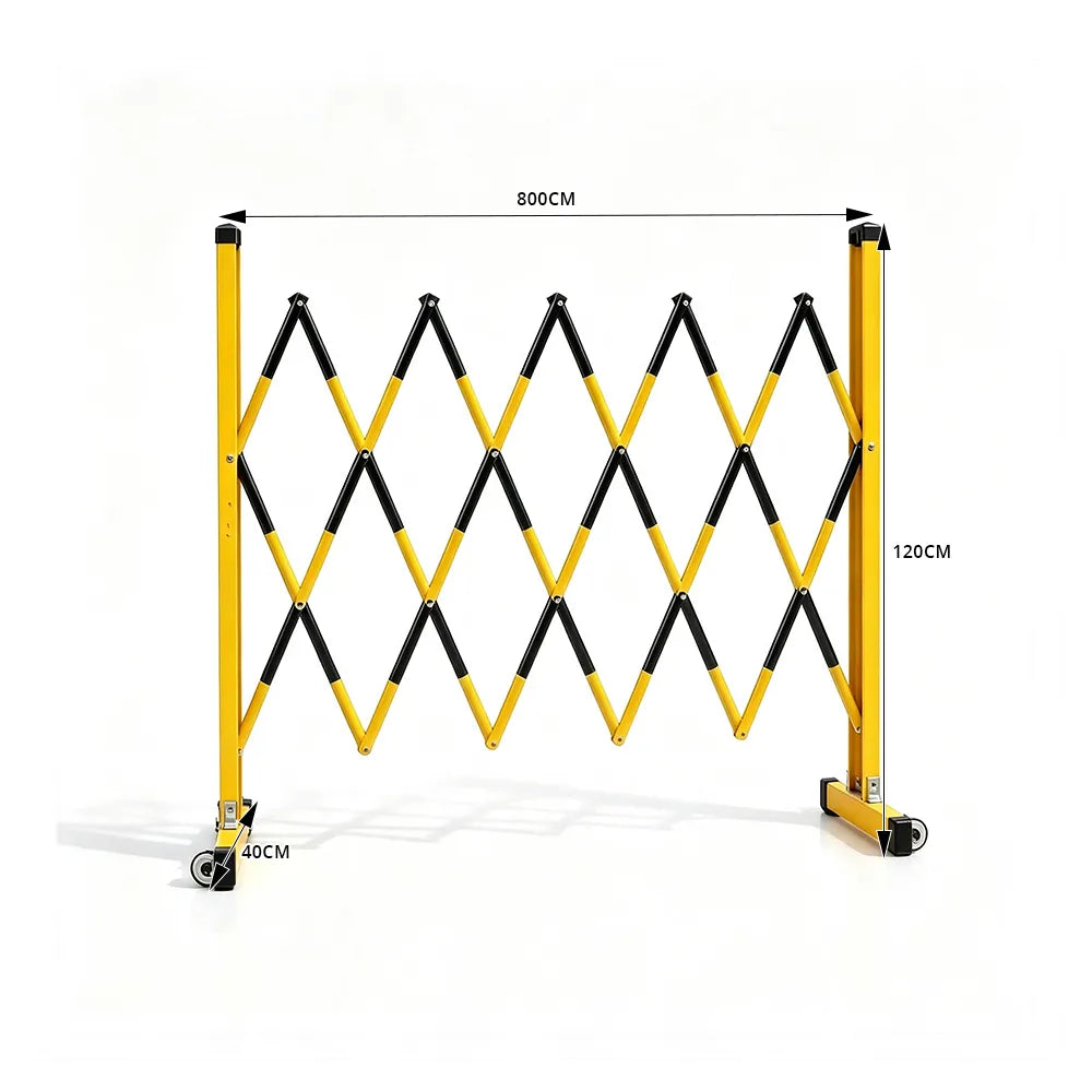 GROVIA Fibreglass Retractable Safety Barrier Fence 1.2m Height x 8m Expandable Warning Gate for Construction Area - Yellow & Black