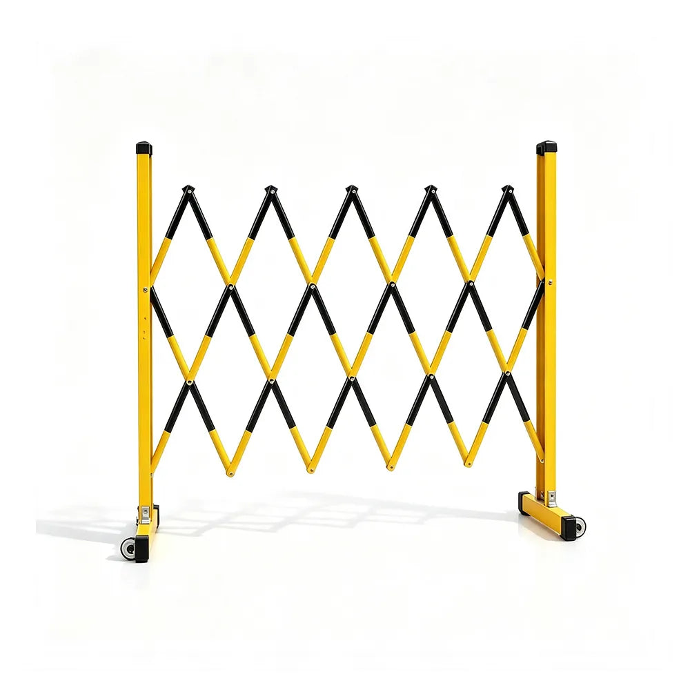 GROVIA Fibreglass Retractable Safety Barrier Fence 1.2m Height x 8m Expandable Warning Gate for Construction Area - Yellow & Black