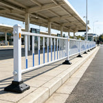 GROVIA Heavy Duty Road Safety Barrier 1.2m Height x 3m Length Steel Guardrail Fence for Pedestrian Traffic Separation - White