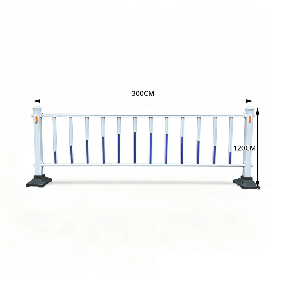 GROVIA Heavy Duty Road Safety Barrier 1.2m Height x 3m Length Steel Guardrail Fence for Pedestrian Traffic Separation - White
