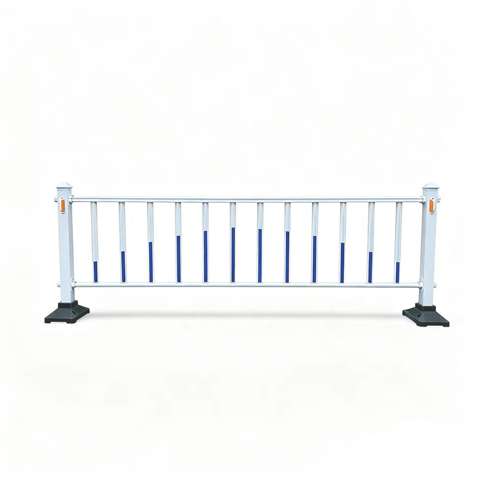 GROVIA Heavy Duty Road Safety Barrier 1.2m Height x 3m Length Steel Guardrail Fence for Pedestrian Traffic Separation - White