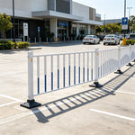 GROVIA Heavy Duty Road Safety Barrier 1.5m Height x 3m Length Steel Guardrail Fence for Pedestrian Traffic Separation - White