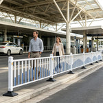 GROVIA Heavy Duty Road Safety Barrier 1.5m Height x 3m Length Steel Guardrail Fence for Pedestrian Traffic Separation - White