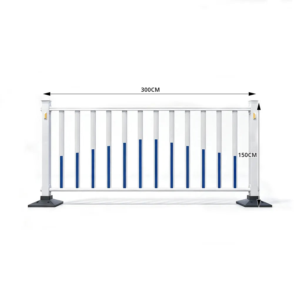 GROVIA Heavy Duty Road Safety Barrier 1.5m Height x 3m Length Steel Guardrail Fence for Pedestrian Traffic Separation - White