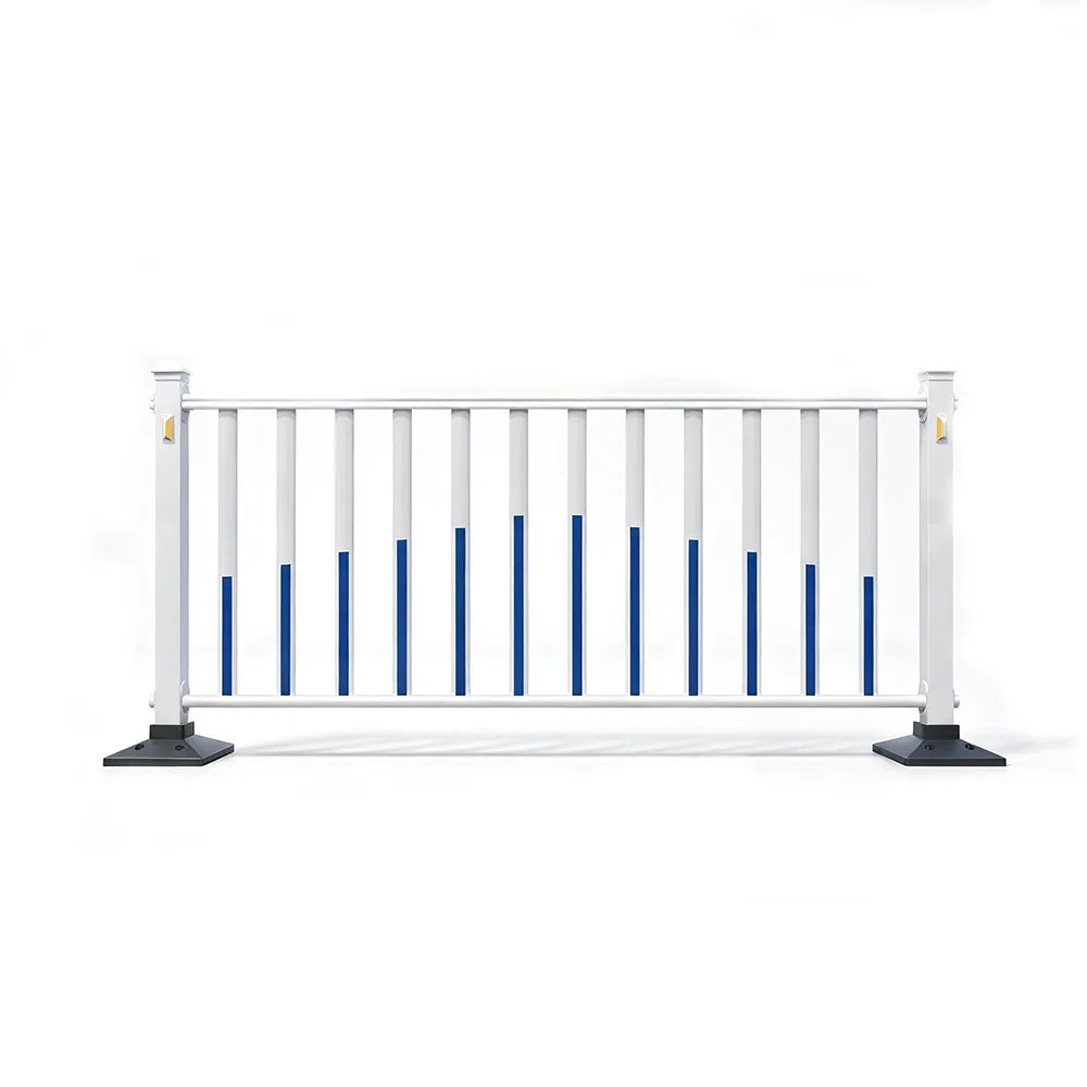 GROVIA Heavy Duty Road Safety Barrier 1.5m Height x 3m Length Steel Guardrail Fence for Pedestrian Traffic Separation - White