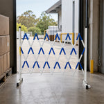 GROVIA Heavy Duty Fiberglass Retractable Safety Barrier 1.2m Height x 6m/7m Length Blue White Insulated Expandable Fence - Portable Guardrail