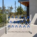 GROVIA Heavy Duty Fiberglass Retractable Safety Barrier 1.2m Height x 6m/7m Length Blue White Insulated Expandable Fence - Portable Guardrail