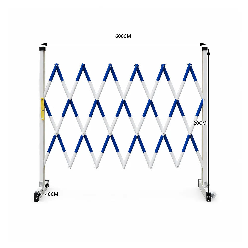 GROVIA Heavy Duty Fiberglass Retractable Safety Barrier 1.2m Height x 6m/7m Length Blue White Insulated Expandable Fence - Portable Guardrail