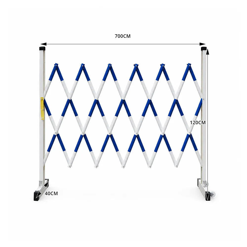 GROVIA Heavy Duty Fiberglass Retractable Safety Barrier 1.2m Height x 6m/7m Length Blue White Insulated Expandable Fence - Portable Guardrail