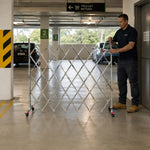 GROVIA Heavy Duty 201 Stainless Steel Retractable Safety Barrier 1.2m Height x 2m/2.5m Length Expandable Crowd Control Fence - Silver