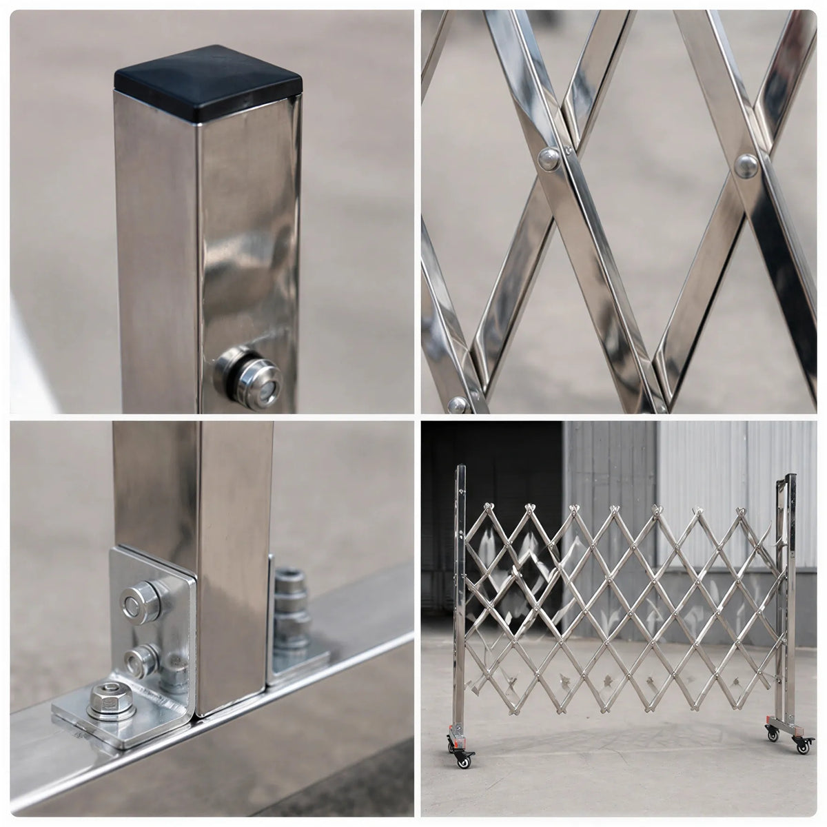 GROVIA Heavy Duty 201 Stainless Steel Retractable Safety Barrier 1.2m Height x 2m/2.5m Length Expandable Crowd Control Fence - Silver