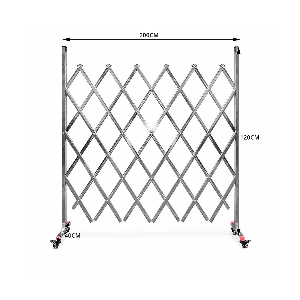 GROVIA Heavy Duty 201 Stainless Steel Retractable Safety Barrier 1.2m Height x 2m/2.5m Length Expandable Crowd Control Fence - Silver