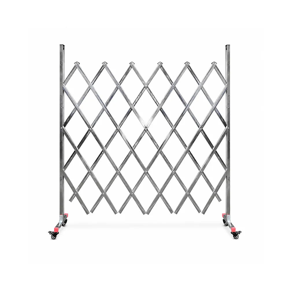 GROVIA Heavy Duty 201 Stainless Steel Retractable Safety Barrier 1.2m Height x 2m/2.5m Length Expandable Crowd Control Fence - Silver