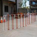GROVIA Portable Safety Barrier 102cm Height x 100cm Length Temporary Fence Panel Set of 2 for Construction Site Crowd Control - Red & White