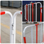 GROVIA Portable Safety Barrier 102cm Height x 100cm Length Temporary Fence Panel Set of 2 for Construction Site Crowd Control - Red & White
