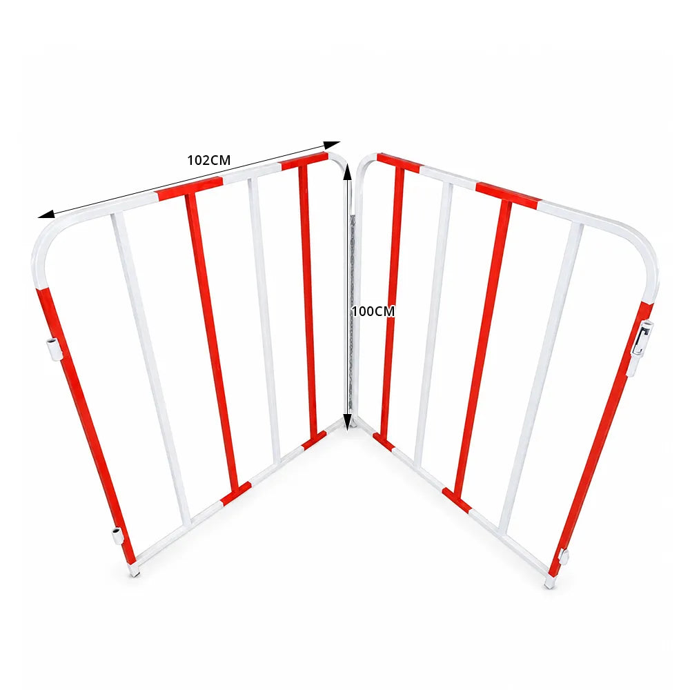 GROVIA Portable Safety Barrier 102cm Height x 100cm Length Temporary Fence Panel Set of 2 for Construction Site Crowd Control - Red & White