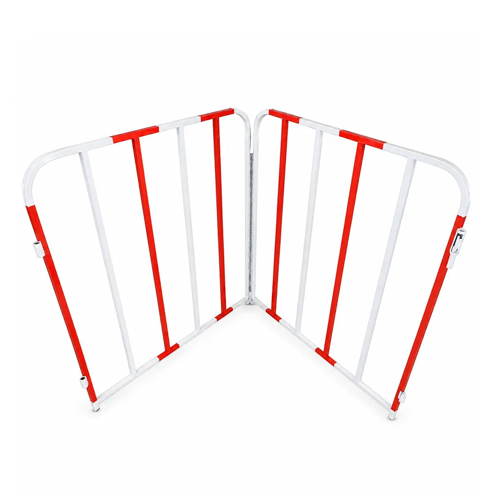 GROVIA Portable Safety Barrier 102cm Height x 100cm Length Temporary Fence Panel Set of 2 for Construction Site Crowd Control - Red & White