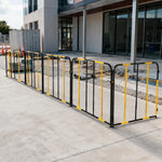 GROVIA Portable Safety Barrier 102cm Height x 100cm Length Temporary Fence Panel Set of 2 for Construction Site Crowd Control - Yellow & Black