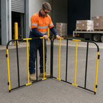 GROVIA Portable Safety Barrier 102cm Height x 100cm Length Temporary Fence Panel Set of 2 for Construction Site Crowd Control - Yellow & Black