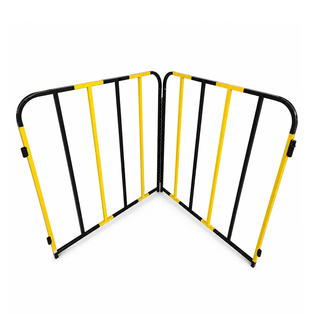 GROVIA Portable Safety Barrier 102cm Height x 100cm Length Temporary Fence Panel Set of 2 for Construction Site Crowd Control - Yellow & Black