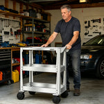 GROVIA Stainless Steel Utility Trolley Reinforced Stable Large Size 780x460x920mm Workshop Kitchen Storage Cart - Silver