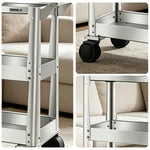 GROVIA Stainless Steel Utility Trolley Reinforced Stable Large Size 780x460x920mm Workshop Kitchen Storage Cart - Silver