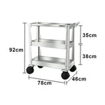 GROVIA Stainless Steel Utility Trolley Reinforced Stable Large Size 780x460x920mm Workshop Kitchen Storage Cart - Silver