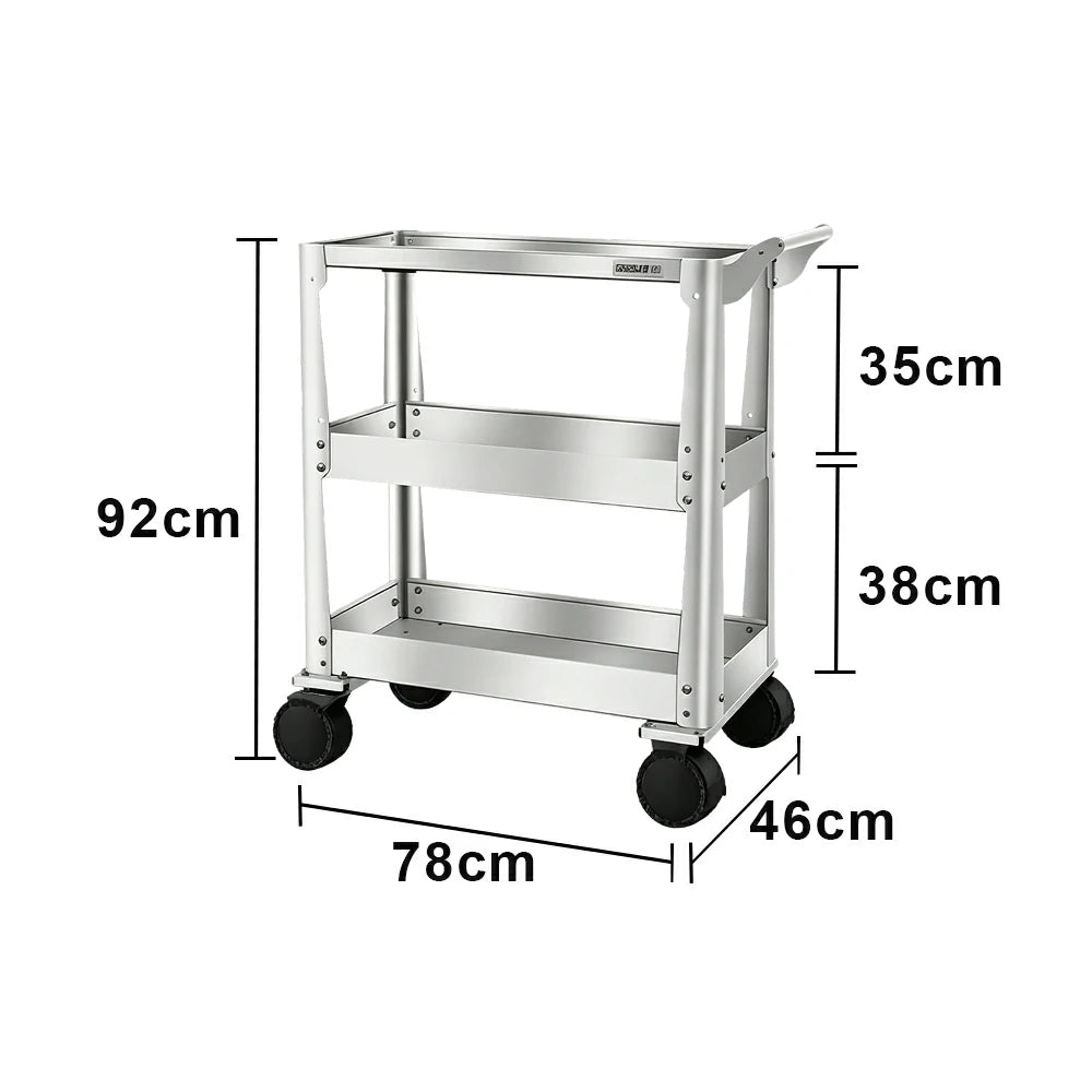 GROVIA Stainless Steel Utility Trolley Reinforced Stable Large Size 780x460x920mm Workshop Kitchen Storage Cart - Silver