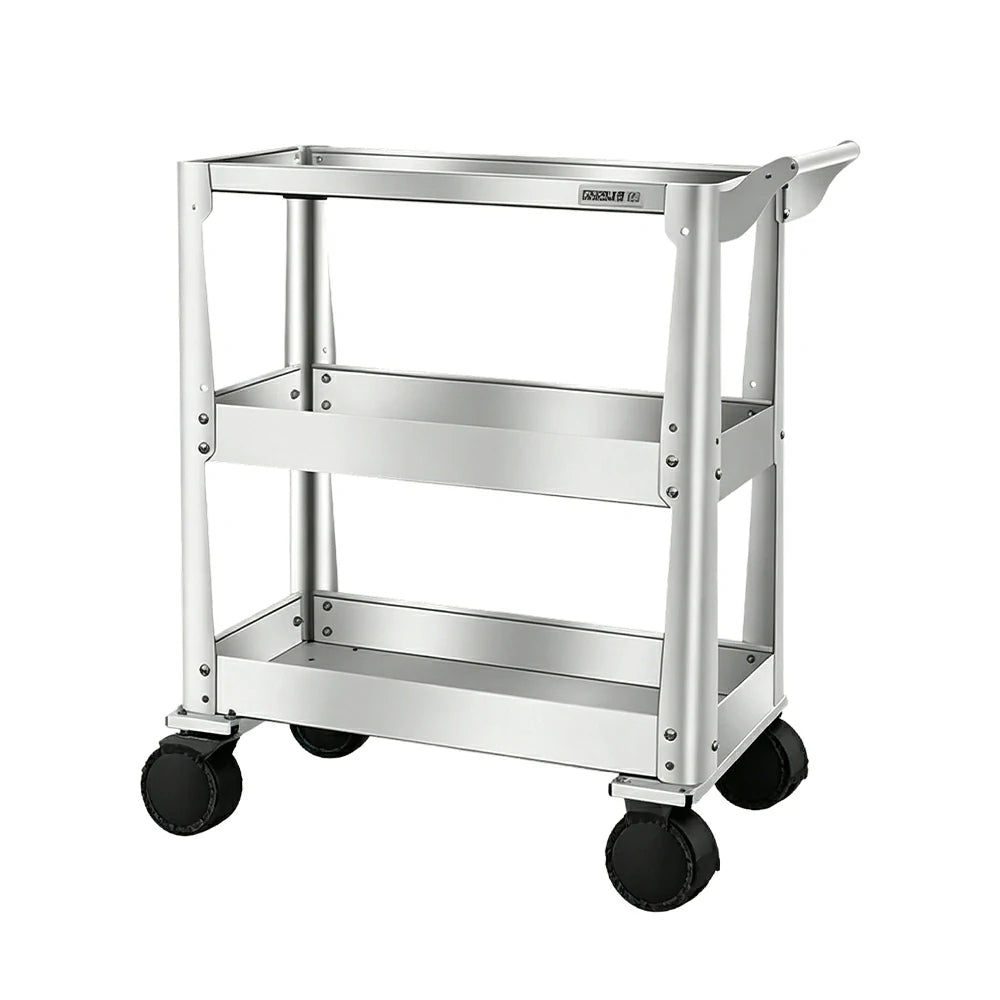 GROVIA Stainless Steel Utility Trolley Reinforced Stable Large Size 780x460x920mm Workshop Kitchen Storage Cart - Silver