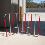 GROVIA Portable Safety Barrier 102cm Height x 100cm Length Temporary Fence Panel Set of 2 for Construction Site Crowd Control - White & Red