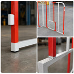 GROVIA Portable Safety Barrier 102cm Height x 100cm Length Temporary Fence Panel Set of 2 for Construction Site Crowd Control - White & Red