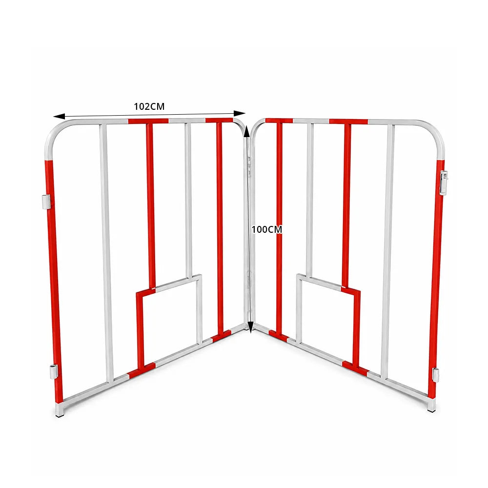 GROVIA Portable Safety Barrier 102cm Height x 100cm Length Temporary Fence Panel Set of 2 for Construction Site Crowd Control - White & Red