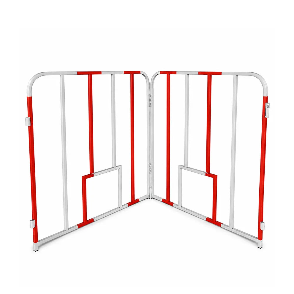 GROVIA Portable Safety Barrier 102cm Height x 100cm Length Temporary Fence Panel Set of 2 for Construction Site Crowd Control - White & Red