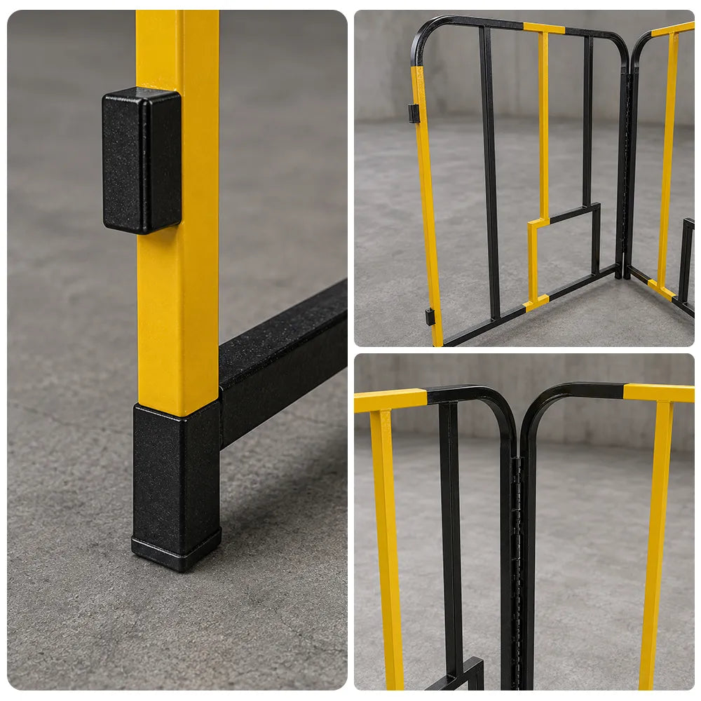 GROVIA Portable Safety Barrier 102cm Height x 100cm Length Temporary Fence Panel Set of 2 for Construction Site Crowd Control - Black & Yellow