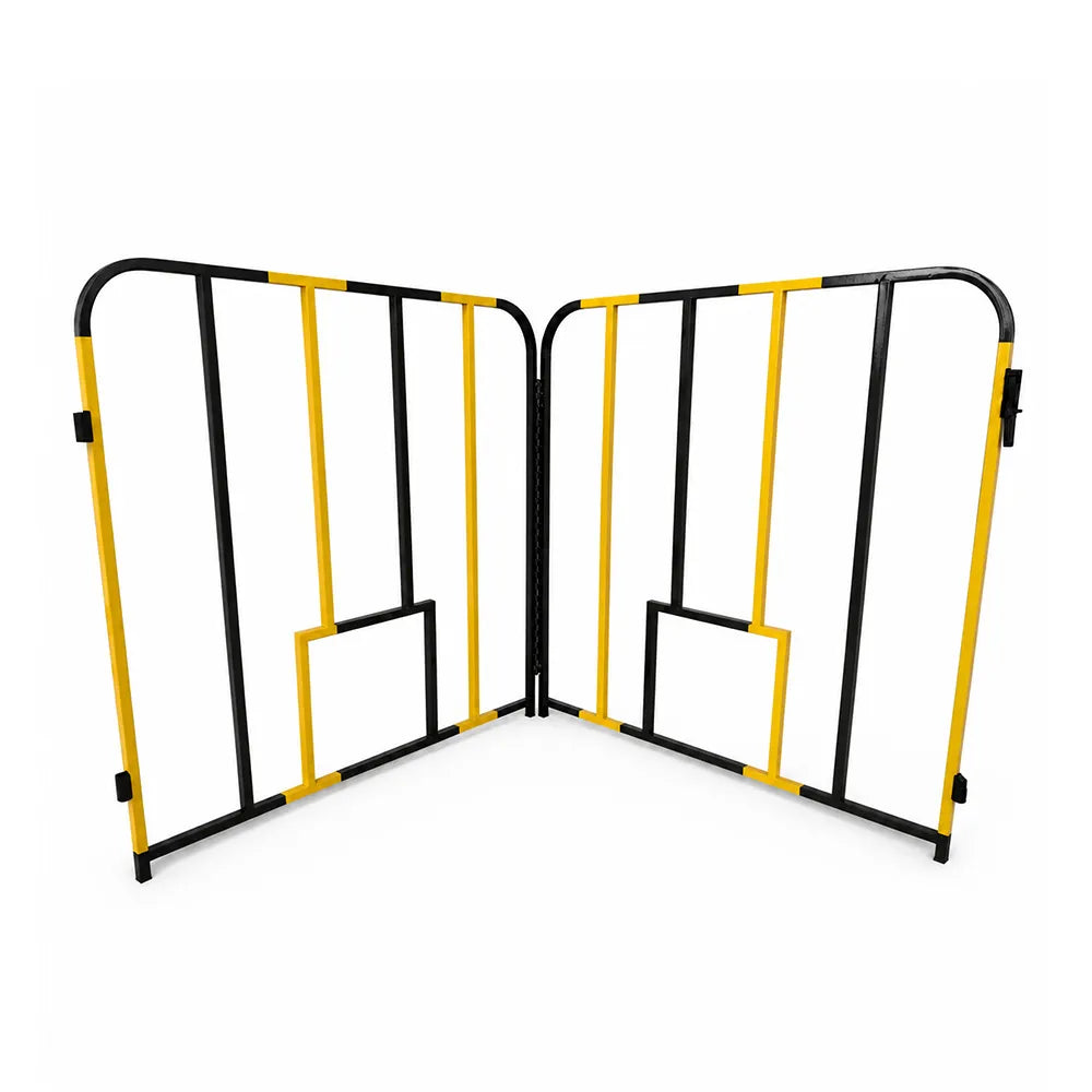 GROVIA Portable Safety Barrier 102cm Height x 100cm Length Temporary Fence Panel Set of 2 for Construction Site Crowd Control - Black & Yellow