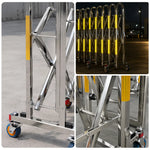 GROVIA Heavy Duty Stainless Steel Retractable Safety Barrier 1.1m Height x 3m/5m Length Expandable Crowd Control Fence with Wheels - Yellow