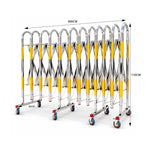 GROVIA Heavy Duty Stainless Steel Retractable Safety Barrier 1.1m Height x 3m/5m Length Expandable Crowd Control Fence with Wheels - Yellow
