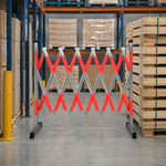 GROVIA Portable Retractable Safety Barrier 1.2m Height x 4m Length Expandable Crowd Control Fence with Reflective Strips - Red