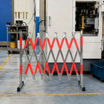 GROVIA Portable Retractable Safety Barrier 1.2m Height x 4m Length Expandable Crowd Control Fence with Reflective Strips - Red