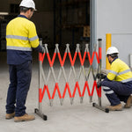 GROVIA Portable Retractable Safety Barrier 1.2m Height x 4m Length Expandable Crowd Control Fence with Reflective Strips - Red